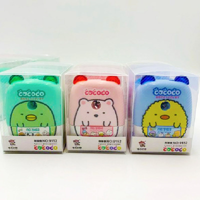 pp斜纹卷笔刀塑料盒pvc铅笔刀 文具用品透明外包装手办玩具开窗盒