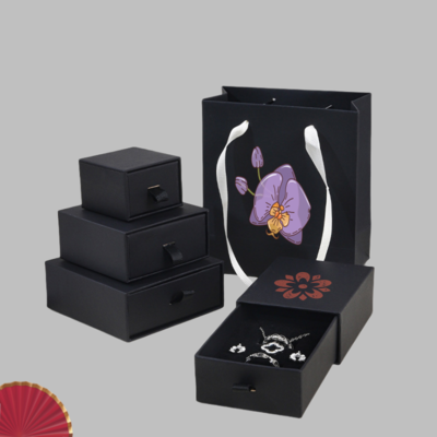 定制抽拉式珍珠项链礼盒 金银首饰天地盖银卡盒 方形上下盖包装盒