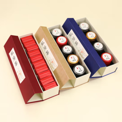 创意4/5罐茶叶翻盖包装盒抽屉抽拉盒巧克力食品礼品盒磁吸空礼盒