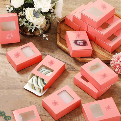 肥皂粉色包裝盒制作 折疊黑卡紙空盒印刷 鑰匙扣掛件日用品外包裝